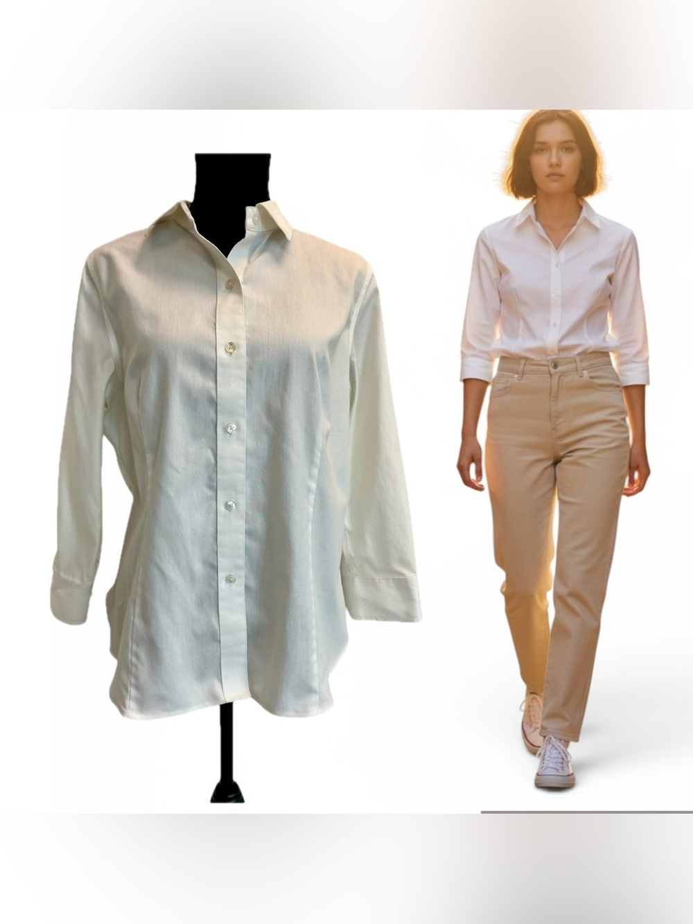 Classic Women's Button-Up Shirt - White